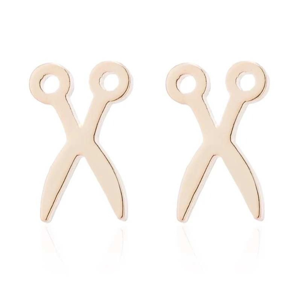 Scissors Earrings Cute Minimalist Studs 18K Gold Plated 304 Stainless Steel